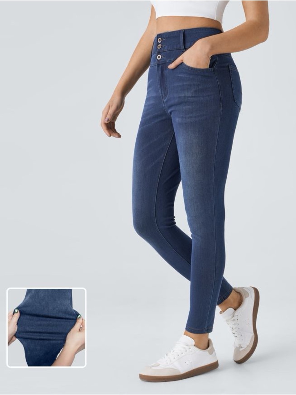 HALARA High-Rise Jeggings in Deep Denim Blue